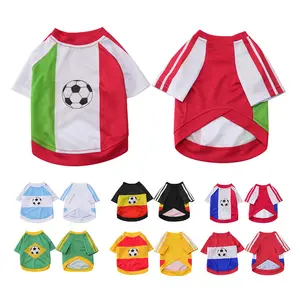 Soccer Dog T-Shirt Sporty Pet Short Sleeve Jersey Breathable Mesh Puppy Football Clothes Soft Team Style Apparel for Small Medium Dogs Cats