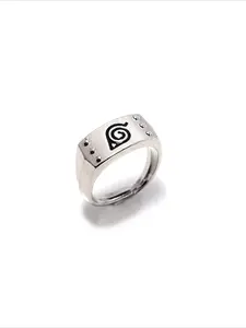 Naruto Konoha Forehead Guard logo ring, anime cartoon adjustable ring