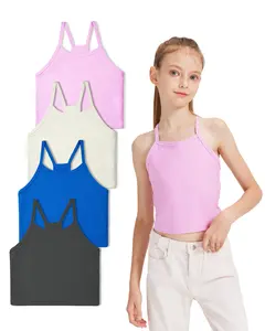 Sascina Girls Cami Bras 6-11 Kids Training Tank Tops for Girls Double Lined Camisole Kids Dance Bras