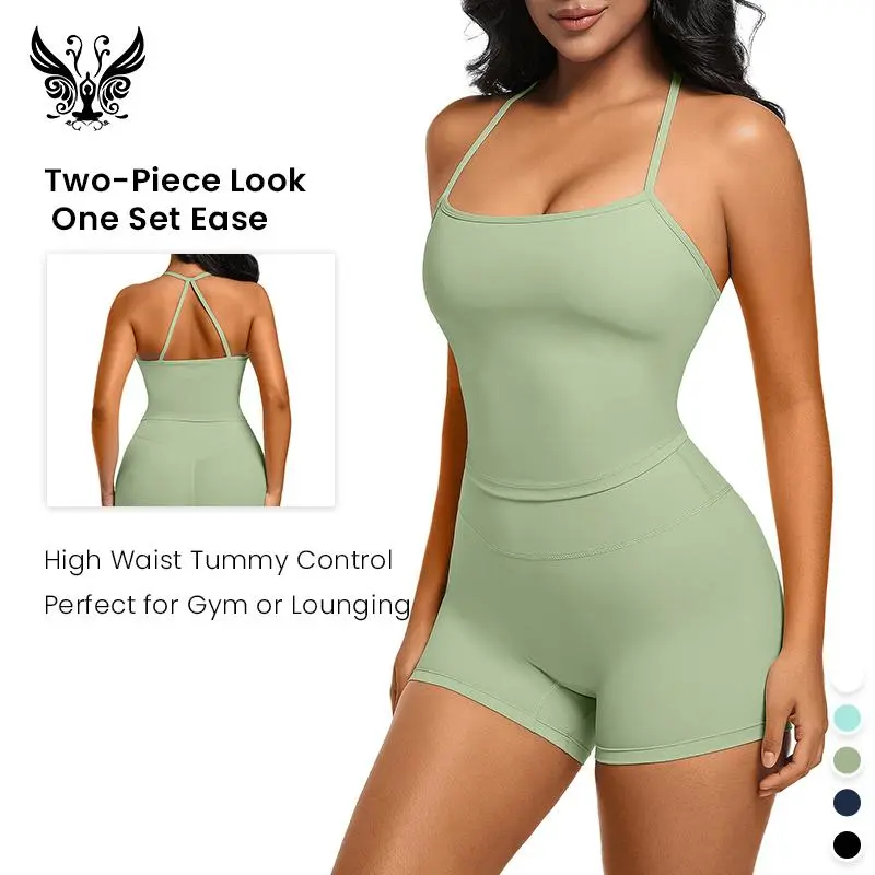 Yizhen Sports Women's 2-Piece Activewear Set - Slim-Fitting High-Elastic Moisture-Wicking Cami, High-Waisted Lightweight Shorts, Breathable Workout Sportswear for Gym, Athleisure, 2 Piece Sets