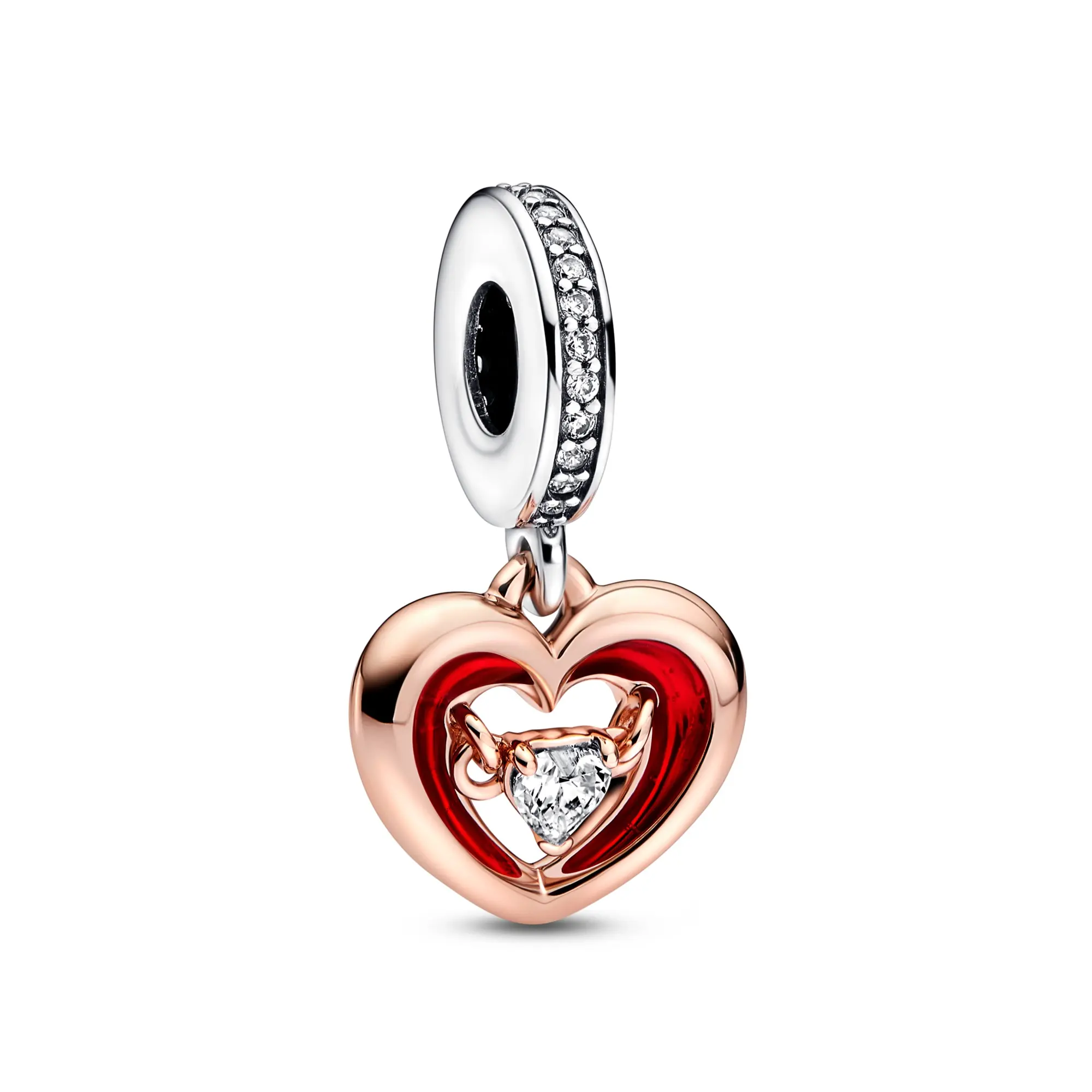 Pandora Two-tone Radiant Heart Dangle Charm 782450C01 Pandora Two-tone Radiant Heart Dangle Charm 782450C01