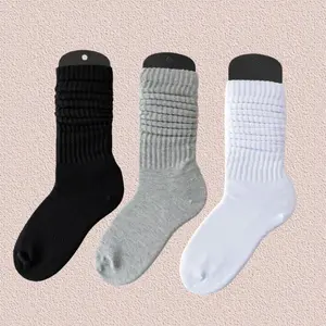 3 Pairs Solid Color Stacked Socks for Women Men Fashionable Comfortable Scrunchy Tube Boot Socks Casual  Warm Bubble Socks （Black +White+ Gray ）