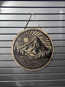 Engraved Mountain Scene Decor