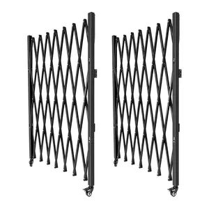 Folding Security Gate, 175cm(W) × 130cm(H) Folding Door Gate, Steel Accordion Security Gate, Flexible Expanding Security Gate, 360° Rolling Barricade Gate, Scissor Gate/Door with Padlock