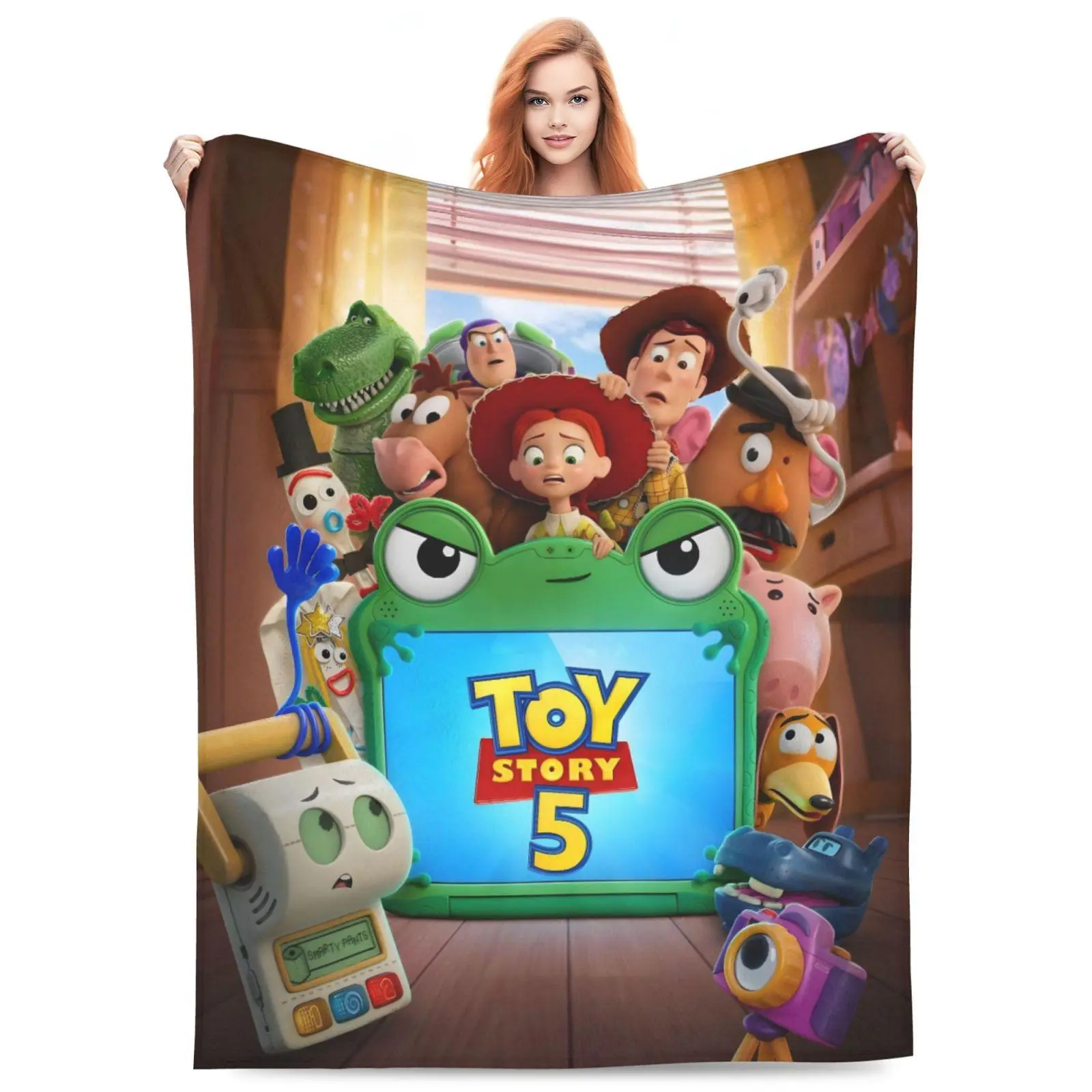 DISNEY CLASSIC Toy Story Throw Blanket, Ultra Soft Flannel Fleece Blanket with Woody, Buzz Lightyear & All Characters, Cozy Lightweight Warm Blanket for Kids Adults, All Season Bed Sofa