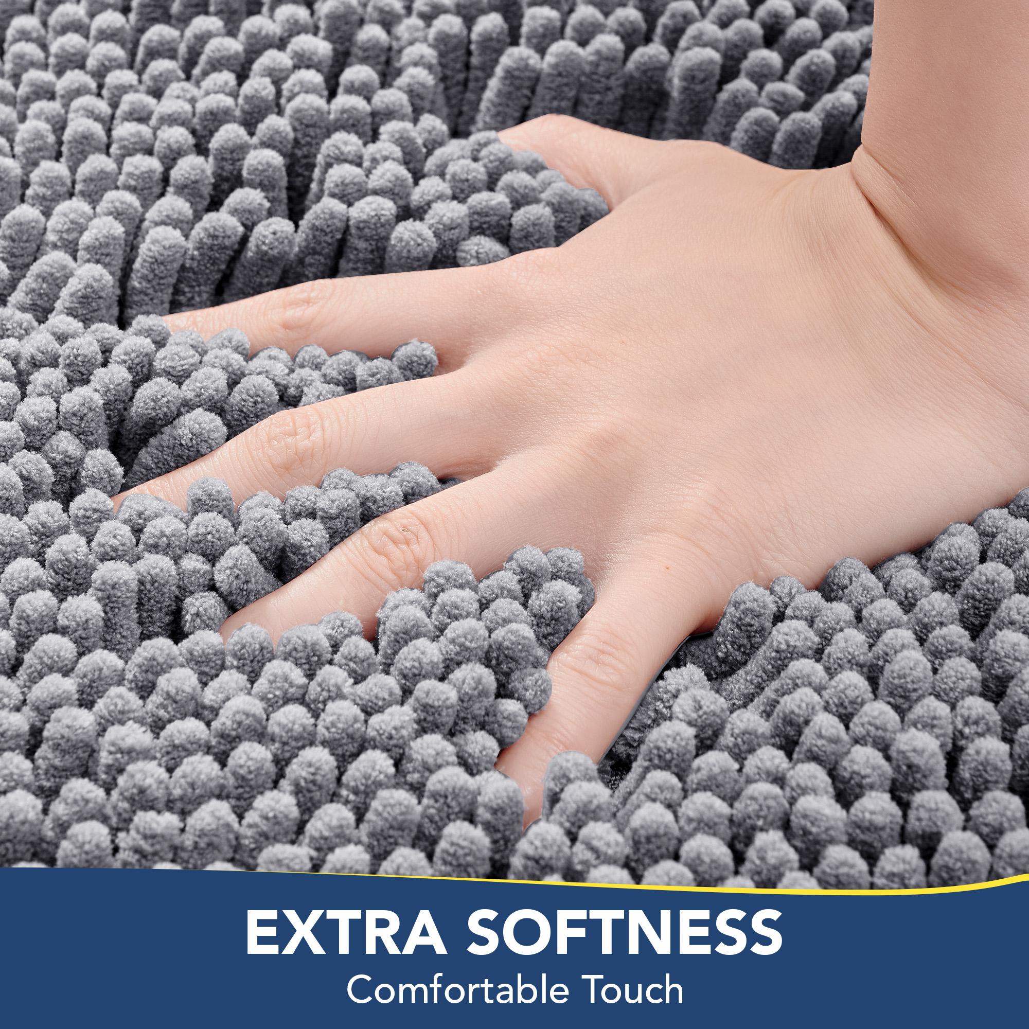 Deconovo Soft Texture Chenille Fabric U-Shaped Toilet Mat - Absorbent, Non-Slip Bathroom Floor Mat for Toilet Area, Bathroom Floor Mats