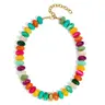 Women's Boho Style Chunky Beaded Choker Necklace - Adjustable Length, Multicolor Beads with Gold Accent, Casual Female Accessories for Sports & Outdoor Fashion, Beach Summer Daily Use