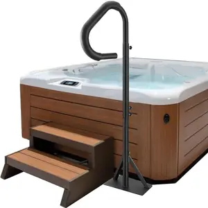 Swimming Pool Spa Side Rail, Pool Accessories, 360-Degree Rotatable Rust-Proof Aluminum Unit, 48-63in Adjustable Height, Slide-Under Mount Base, 600LBS Capacity for Indoor/Outdoor Use