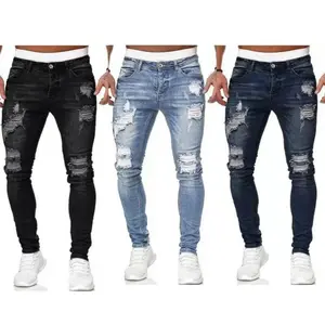 Men’s 3-pack slim-fit stretch denim jeans in solid colors, regular length, all-season classic style, mid-stretch fabric, tailored fit, fashion cargo pants with pockets and plain buttons for home wear