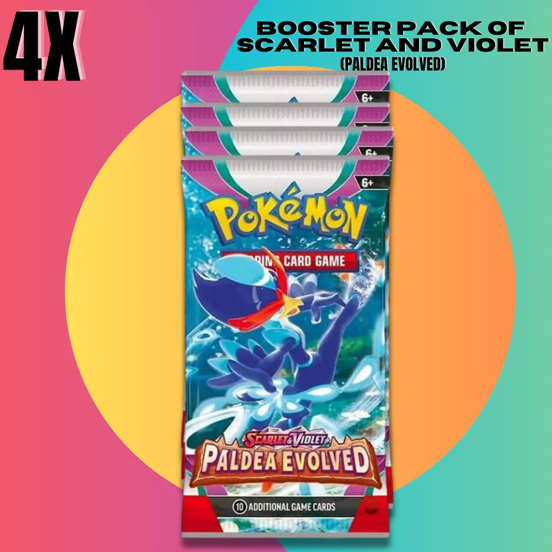 Four Pokemon Scarlet and Violet Paldea Evolved Booster Packs for the TCG - TikTok Shop Four Pokemon Scarlet and Violet Paldea Evolved Booster Packs for the TCG - TikTok Shop