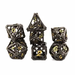 Graveyard Bones Metal Hollow DnD Dice Set 7 Piece Skeletal Themed RPG Dice for Dungeons & Dragons Pathfinder and Other Roleplaying Games