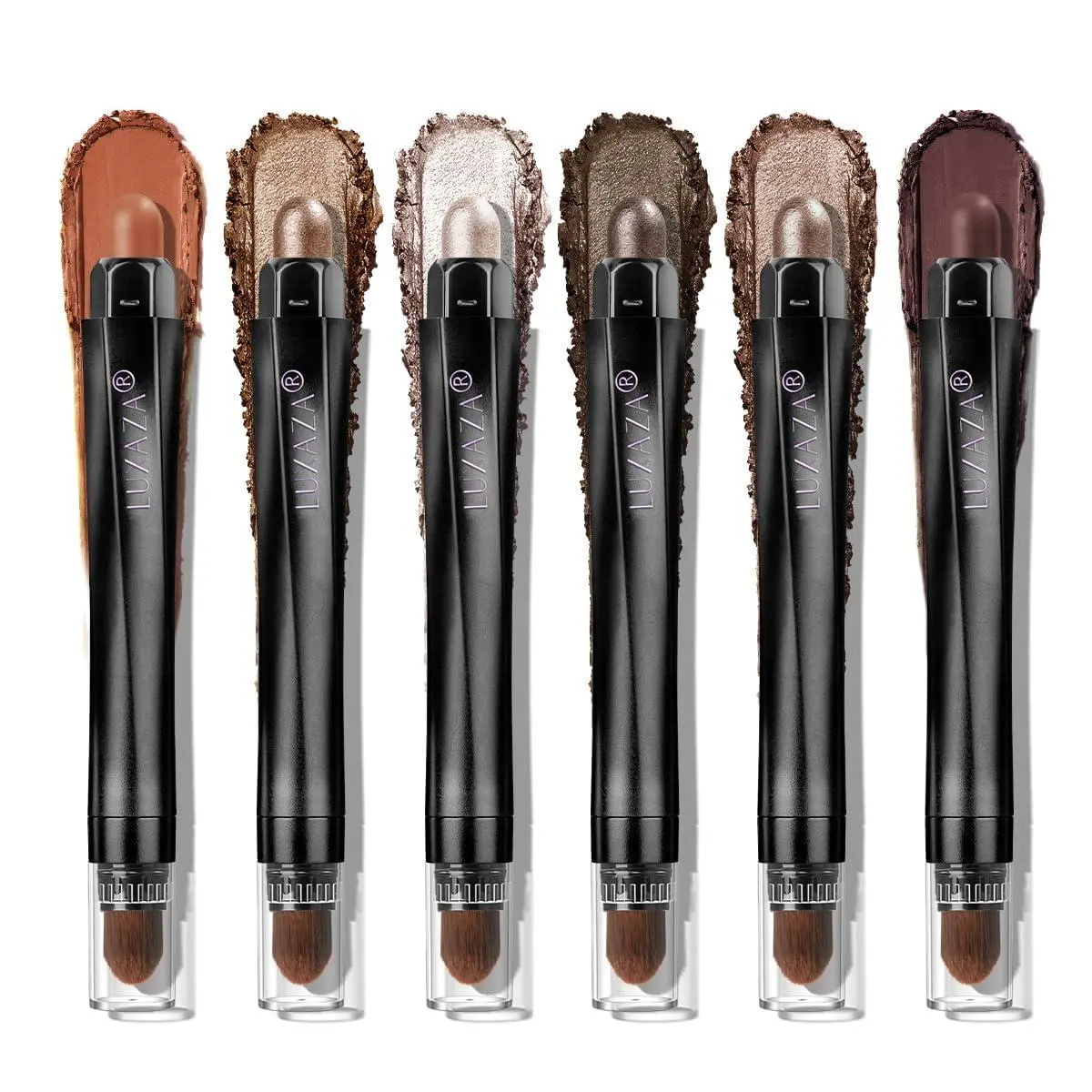 LUXAZA PRO Neutral Eyeshadow Stick Makeup Set, Metallic Shimmer Matte Cream Eye Shadow Eyeliner Brightener Pencil Crayon - Cinnamon Coco