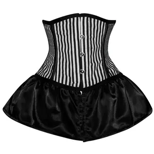 Black and White Pinstripe Underbust cincher corset w/ Satin fairy flare