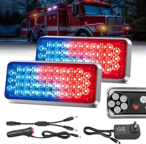 Nilight 2-Pack 42-LED Red and Blue Wireless Magnetic Strobe Lights, Portable Flashing Lights, Surface Mount, Waterproof, 5 Modes, Suitable for 12V 24V Cars, Trucks, Vans, SUVs, ATVs