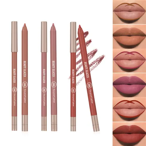 BEAUTY GLAZED Matte Silky Lip Liner, Waterproof and smudge-proof, easy to apply, 24 hours of long-lasting makeup, perfect for everyday makeup!