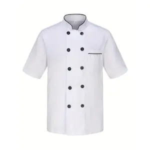 Double Breasted Chef Cooking Uniform For Kitchen Short Sleeve Jacket Shirt For Men Adult Restaurant