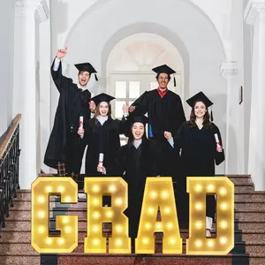 2026 Graduation Decorations - 3FT Large PRE-CUT GRAD Marquee Light Up Letters Kit - Mosaic Foam Board Sign - Class of 2026 Congrats Party Supplies for Kindergarten High School College Graduation Party Decorations