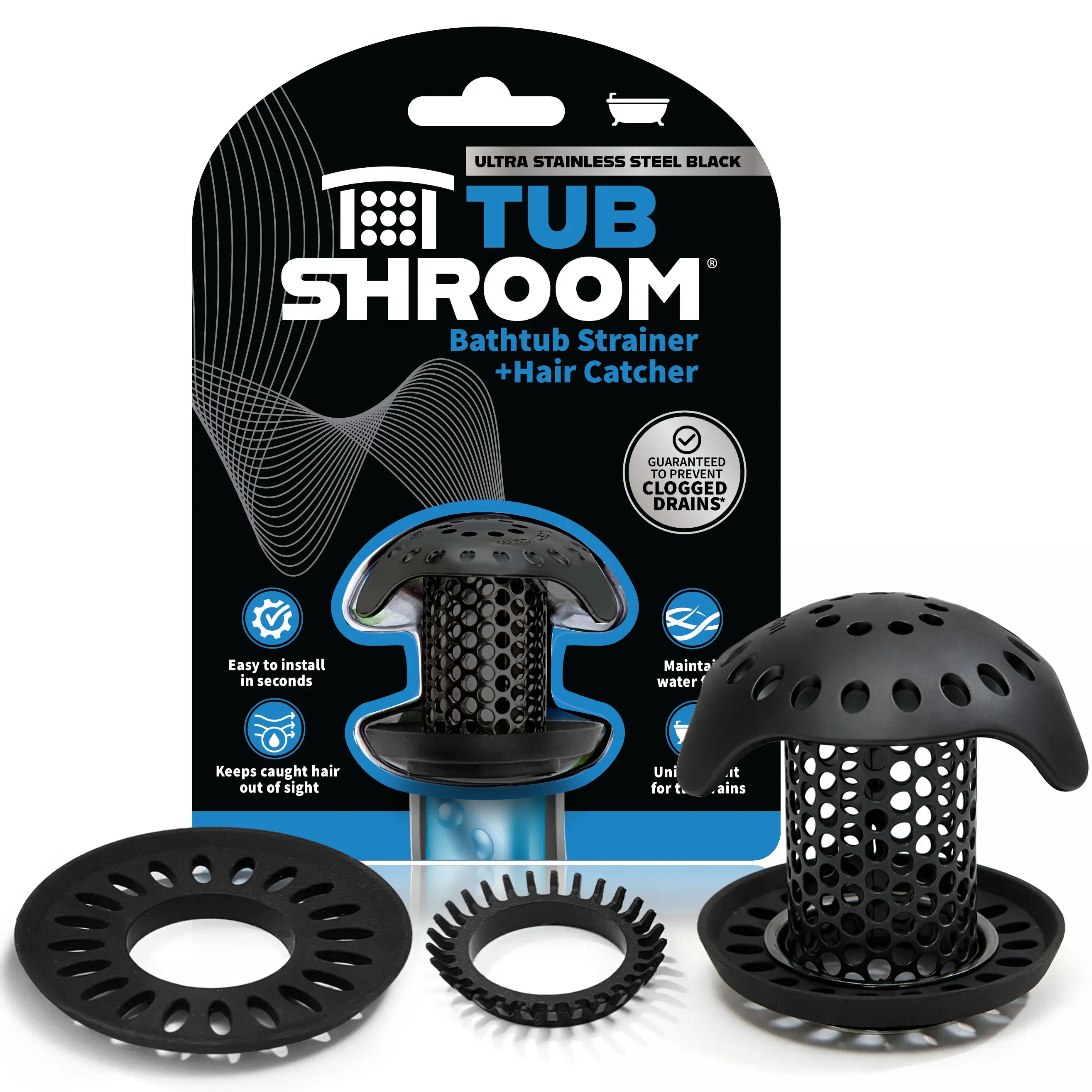 TubShroom Matte Black 1 Pack