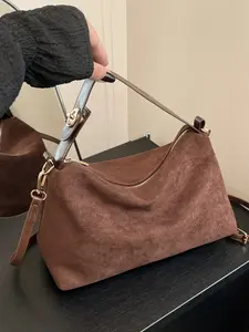 Women's Plain Matte Leather Handbag, Casual Fashion Shoulder Bag with Adjustable Strap, Stylish Crossbody Bag for All Seasons, Leather Shoulder Bags