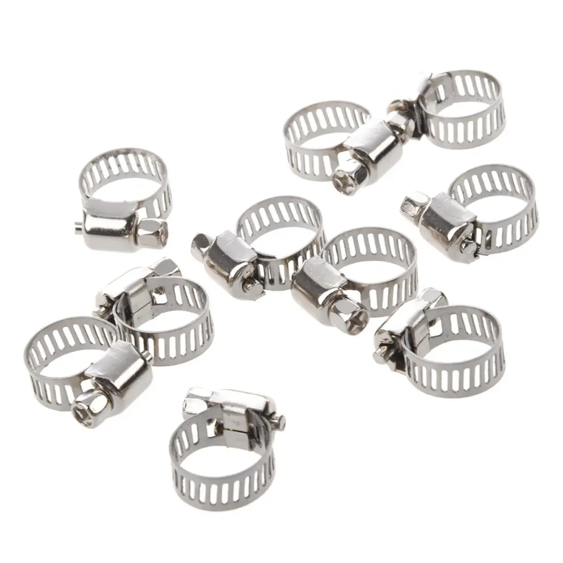 Adjustable Metal Water Joint Hose Clamps, 6-12mm Silver Tone Hoop, 10 Pcs for Home & Festive Party Supplies