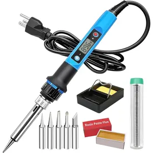 Iron Kit, 80W 110V Fast Heat up in 10s Digital Adjustable Temperature Soldering Gun Thermostatic Soldering Kit for Electronic