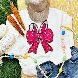 Bunny Ears with Bow Easter Sequins Patch