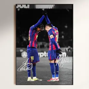 Lamine Yamal & Raphinha Poster, Signed Football Poster (Frame Not Included)