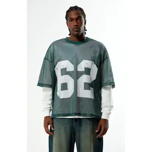 Pacsun Men's 62 Mesh Jersey 2fer Long Sleeve T-Shirt