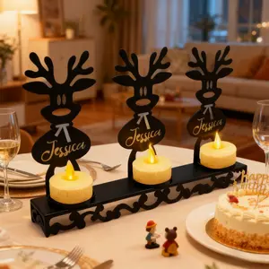 Creative Christmas Metal Deer Candle Holder, Animal Theme Iron Craft, Painted Surface, Perfect for Christmas, Birthday Parties, Home Decor