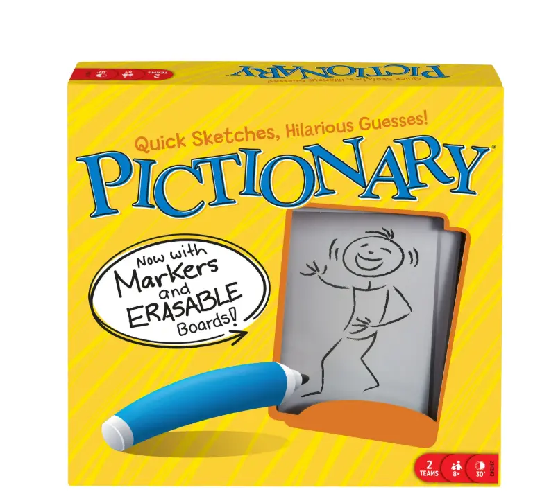 Pictionary Board Game for Kids, Adults & Game Night with Dry Erase Markers & Boards, Ideal for Ages 3+