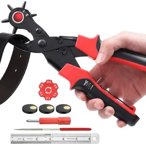 Leather Hole Punch Tool Set, Belt Hole Puncher Kit, Professional Puncher for Belt, Saddle,  Collars, Watch Strap, Shoe, Fabric, Paper, Craft Projects, Easily Punches  Round Holes