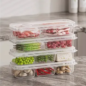 4PCS Refrigerator Freezer Storage Container. with Flip Lid. with Vent Hole. Leak-proof Stackable Sealed Box. Fresh-keeping Box. Suitable for Grains, Meats, Fruits and Vegetables. Suitable for Kitchen and Storage. Transparent Refrigerator Storage