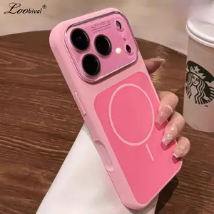 for Magsafe Matte Liquid Silicone Candy Color Case for iPhone 17 16 Pro Max 15 Magnetic Camera Film Protector Shockproof Cover Cute Monkey Cartoon Phone