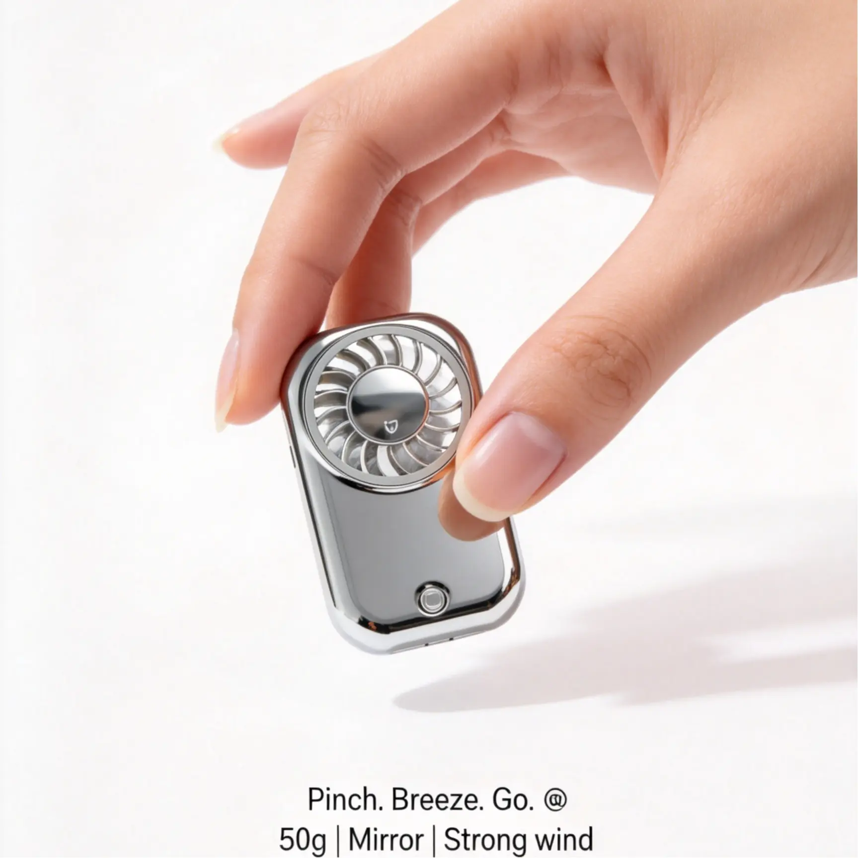 Only 55g & Pocket-Sized – But Powerful 5 Speeds! USB Rechargeable Handheld Cooling Fan, Handheld Fans, Rechargeable Portable Fan with Mirror Finish, Perfect for: Travel, Office, Gym, Outdoor, Camping, Beach (Silver/Orange)