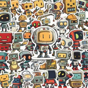 50pcs Fun Robot Stickers, New Laptop Decoration Decals, Creative Holiday Stickers, Perfect Gift Idea, Rich Surface Decorations