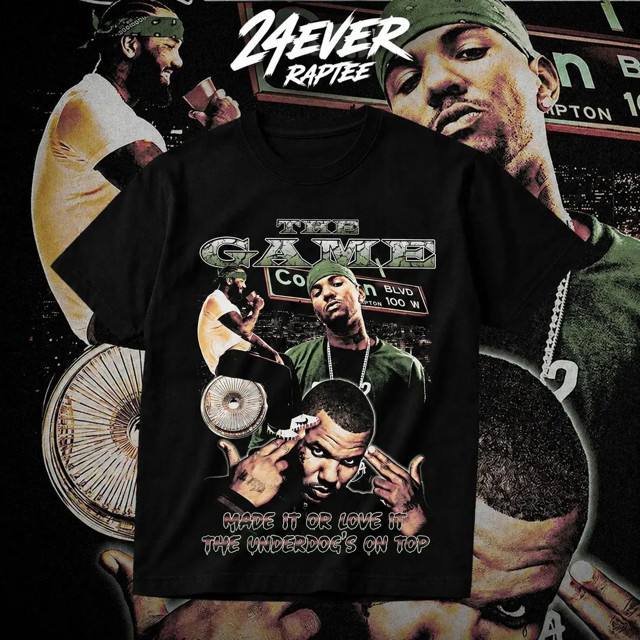 The Game Underdog On Top Heavy Cotton Unisex Graphic T-Shirt Hoodie, Vintage West Coast Hip-Hop Streetwear Tee, Compton Rap-Inspired Crewneck Shirt, Y2K Graphic Apparel, Direct-to-Garment Breathable Print