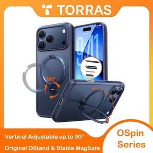 TORRAS OStand Q3 Spin Magnetic Stand Case for iPhone 17 Pro Max with 360° Rotatable Kickstand 4X Military-Grade Protection Protection & MagSafe Compatible