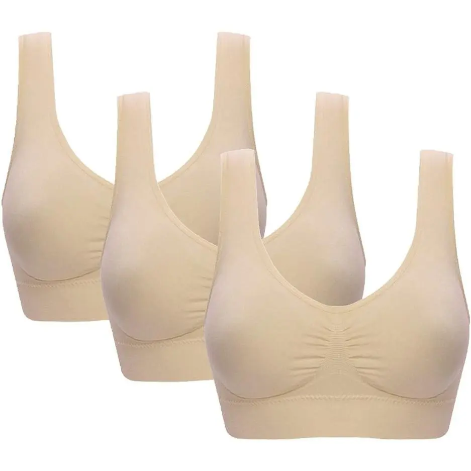 Women's 3 Pack Seamless Comfortable Sports Bra with Removable Pads Women's 3 Pack Seamless Comfortable Sports Bra with Removable Pads