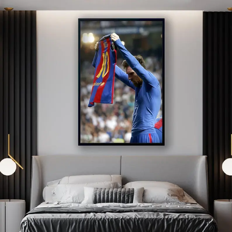 Lionel Messi Iconic Canvas, Messi Wall Art Barca Poster, Ready to Hang.