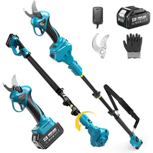 2-in-1 Electric Pruning Shears with Pole, 15Ft Reach, 1.2"  Diameter, 21V 4000mAh , Cordless Pruner with Brushless  for , Flower, Branch, Tree Trimming