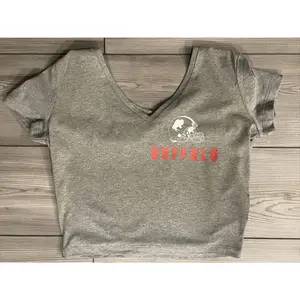 Grey Cropped V Neck Tee