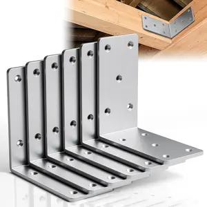 5" X 5"Shelf Brackets,6PCS L Brackets for Wood,L-Shape Corner Bracket,90 Degree Angle Bracket,Galvanized Corner Brace for Wood Furniture, Bed Frames, Shelving & Timber Projects