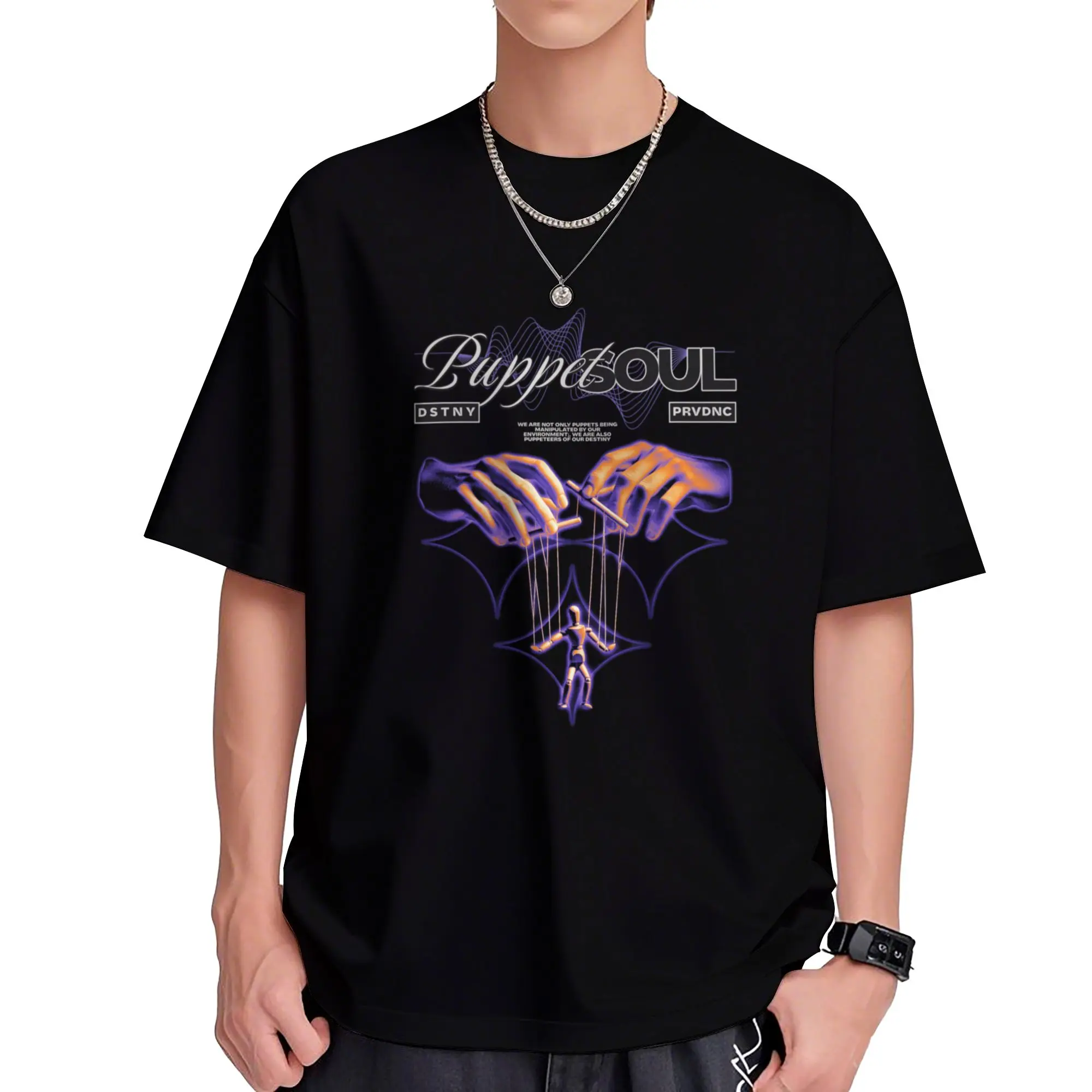 Puppet Soul Marionette String Hands Print T-Shirt Destiny Providence Aesthetic Dark Streetwear Motivational Tee