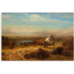 Albert Bierstadt Romantic American Landscape The Last of The Buffalo Poster Print for Teen Boys Room Wall Art Canvas Print 24x36inch(60x90cm)