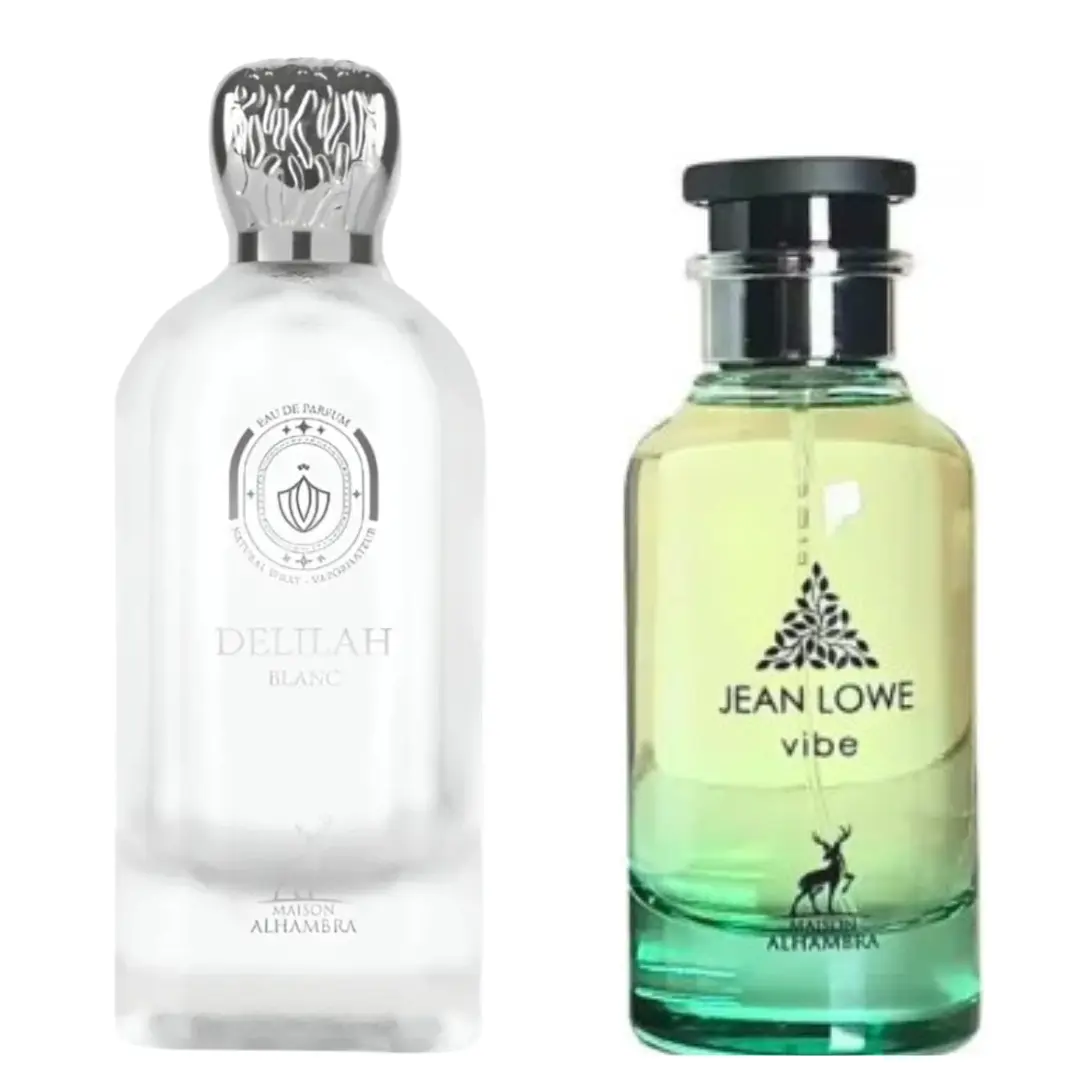 2-Pieces EDP Perfume Fragrance Bundle, Delilah Blanc + Jean Lowe Vibe, Elegant Perfume Mist, Floral Fruity Crowd Pleaser Men's Fragrance, Floral Fruity Fragrance