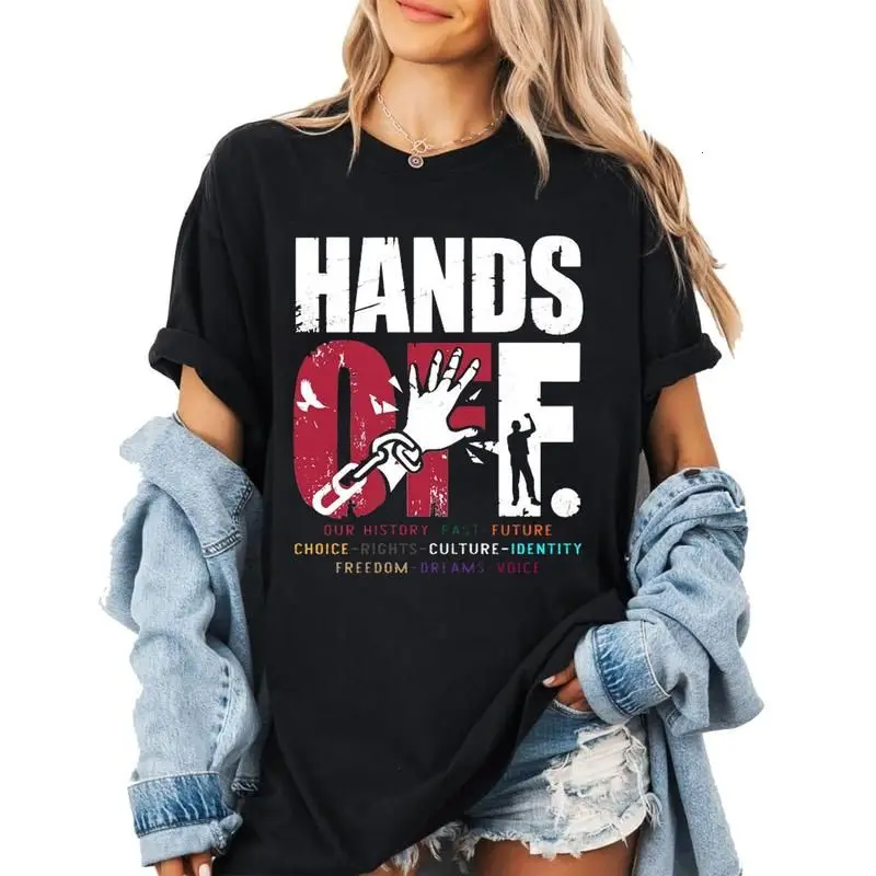 Political Protest Graphic Tee - Hands Off Women's Men's Medicare Social Security Hands Off Medicaid T-Shirt Must-Have Trendy Gift for Supporters Comfort Cotton