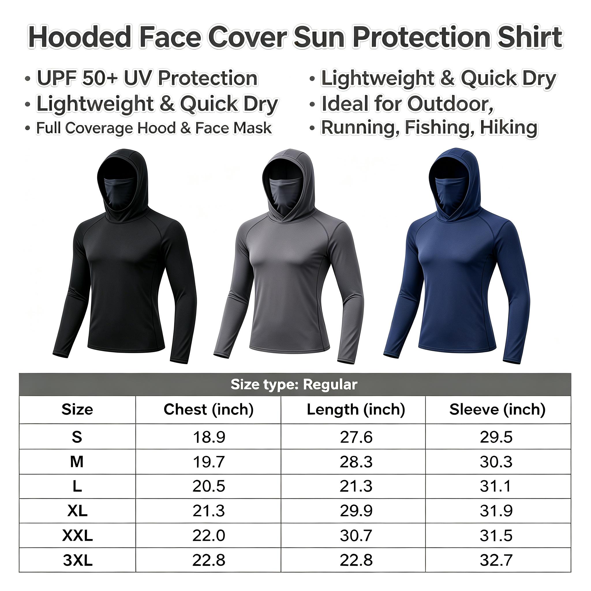 Mira amigo! 6-Pack Hooded Sun Shirts. Built-in mask, 4-way stretch & quick-dry. Fishing, construction, hiking, or riding? Block harsh rays, stay chill. Crazy 6-piece deal! ¡Vamos!