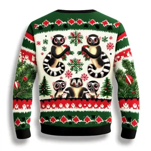 Get Festive with our Hilarious Lemur Ugly Christmas Sweater for Men, Women, and Kids - Ideal for Holiday Parties and Family Gatherings