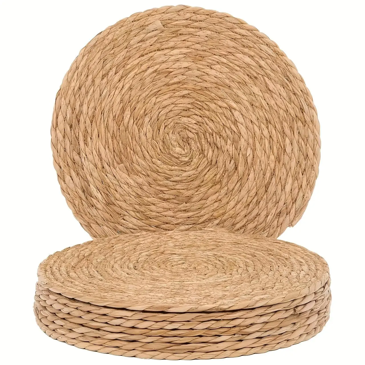 Round Rattan Placemat, 8 Counts Woven Placemat, Boho Style Table Mat, Boho Placemats for Home Kitchen Dining Room Decor,  Home Decor, Kitchen Decorative Placemat