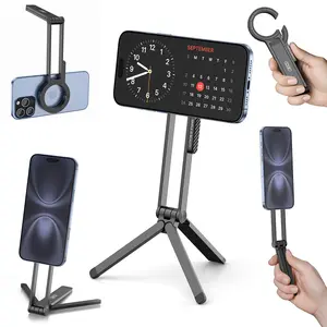 Magnetic Pocket Phone Tripod Foldable Compatible with Magsafe for iPhone 17/16/15/14/13/12 Pro Max Series, Android, Portable Tripod with Magnetic Assisted Shooting Photo Stand, Mini Cell Phone Tripod Mount Handle Smartphone Desk Stand Travel All in One